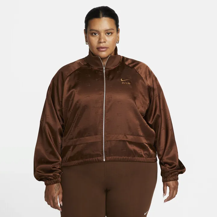 Nike Women's Air Full-Zip Satin Jacket (Plus Size) in Brown