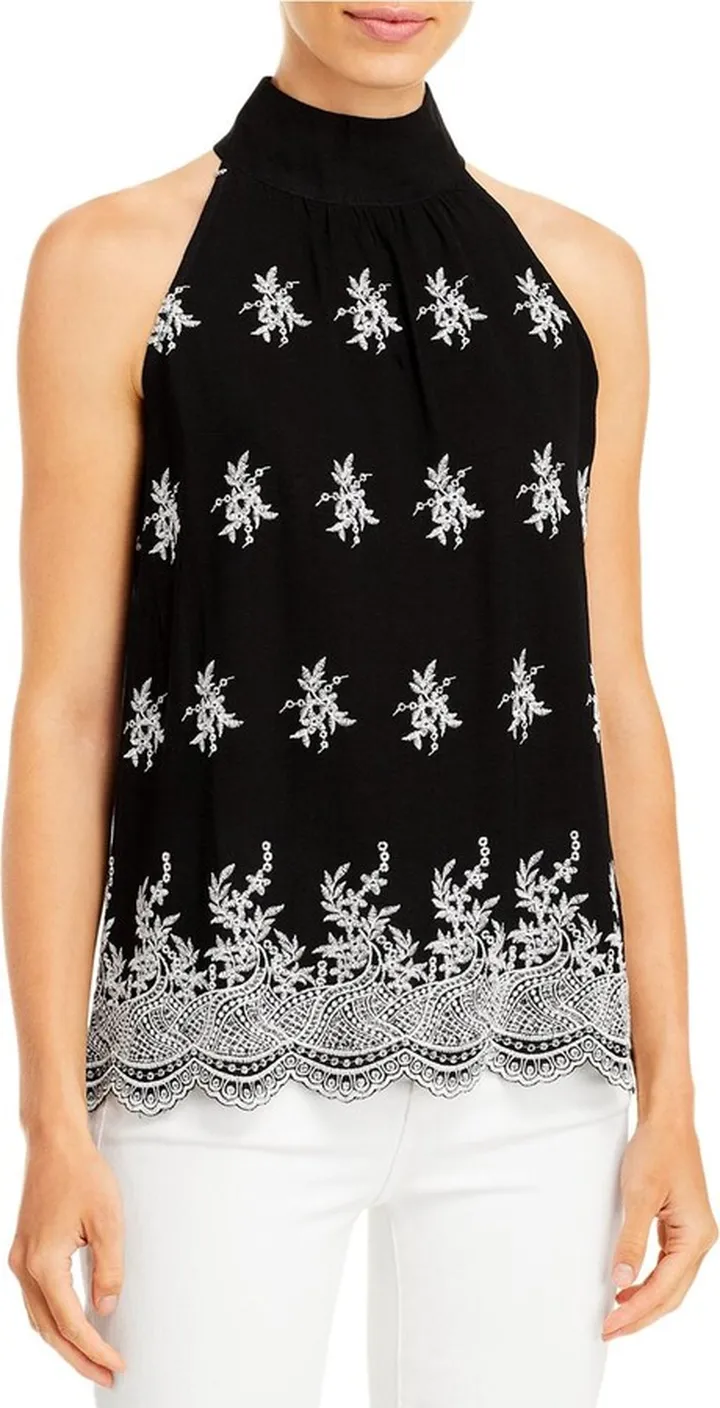 Womens Embroidered Sleeveless Halter Top