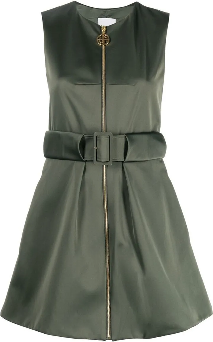 Sleeveless Zip Belted Mini Dress