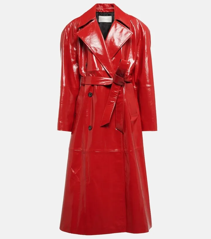 Leather trench coat