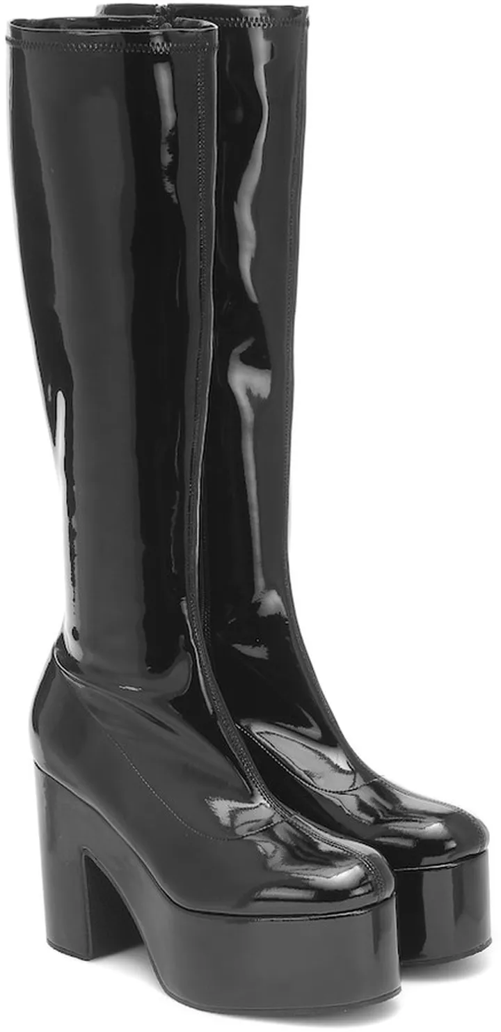 Patent leather platform boots
