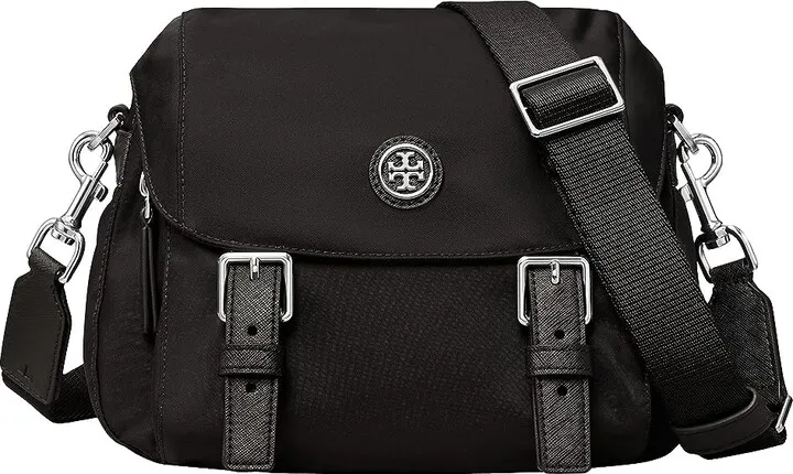 Tory Burch Virginia Small Messenger (Black) Handbags