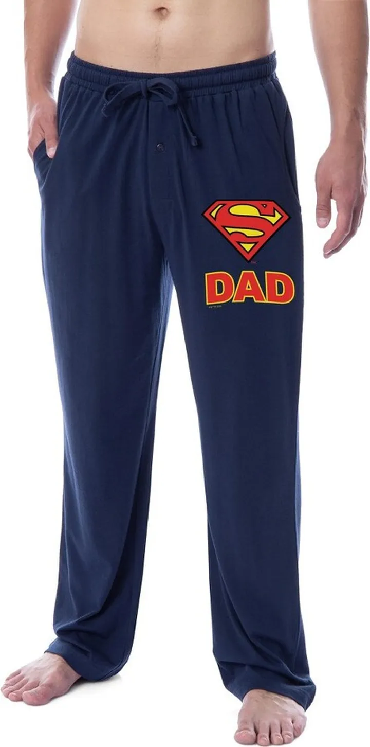 DC Comics Mens' Superman Character Father's Day Classic Sleep Pajama Pants (L) Blue