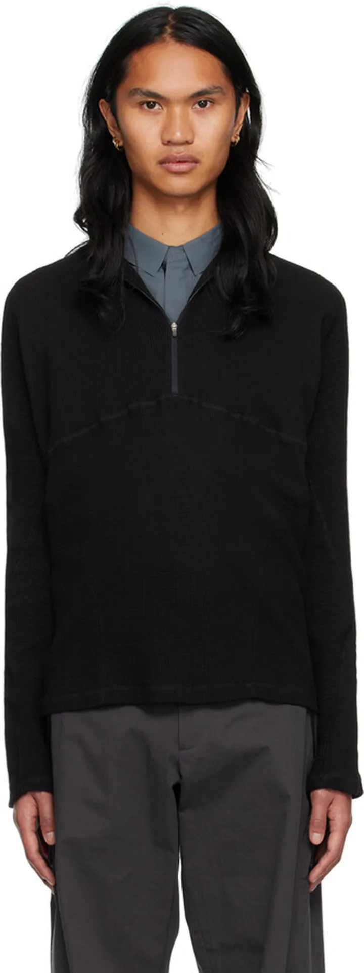 Hyein Seo Black Half-Zip Sweater