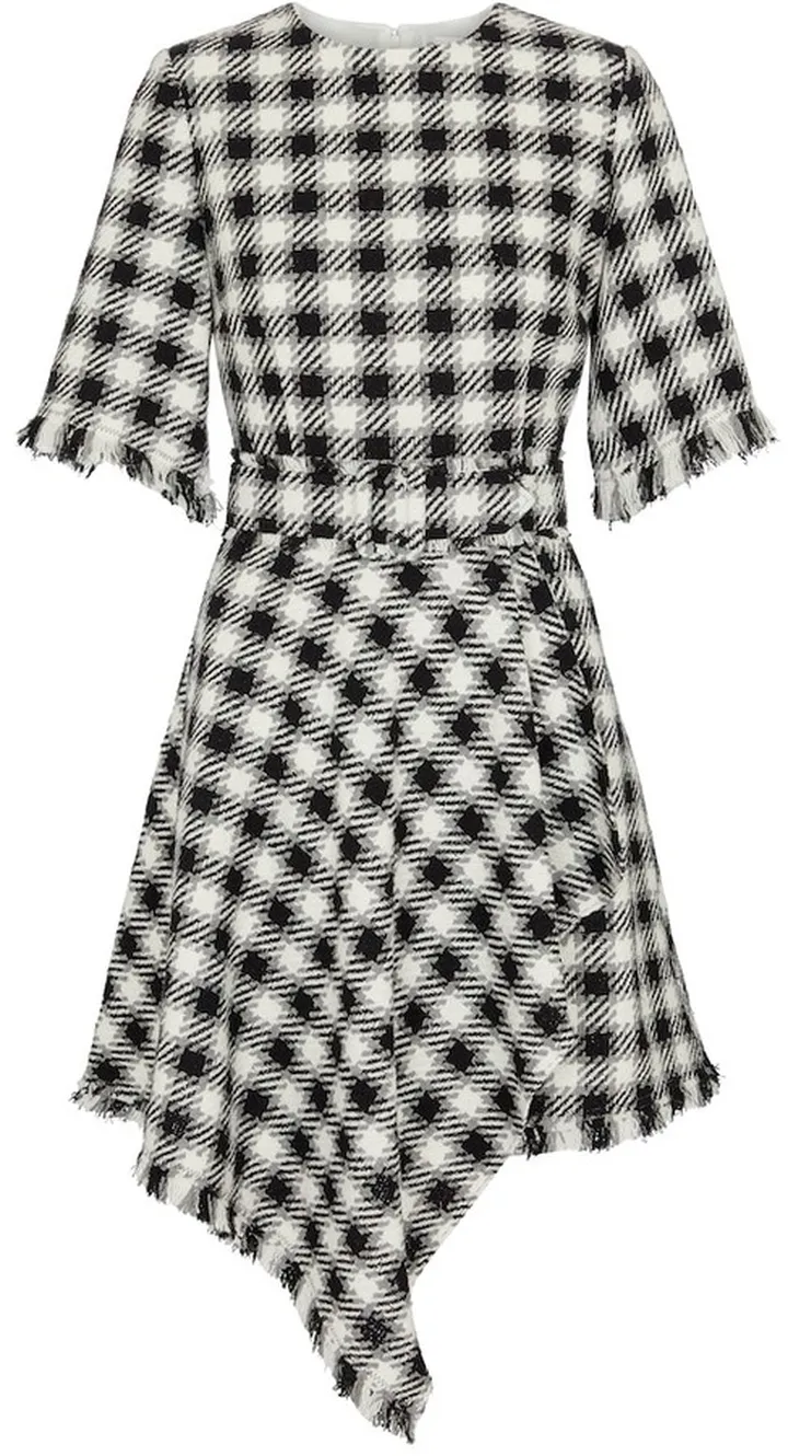 Checked asymmetric minidress