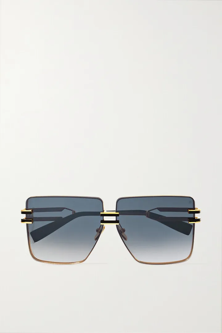Balmain - Gendarme Square-frame Gold-tone And Acetate Sunglasses - Black