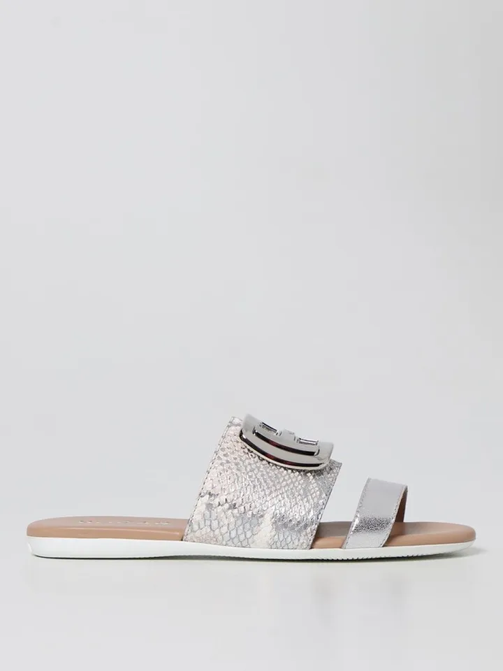 Hogan flat sandal in python print laminated leather