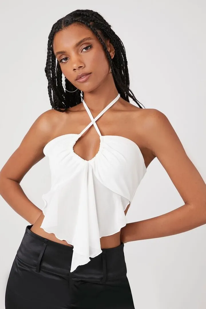 Mesh Crisscross Halter Top