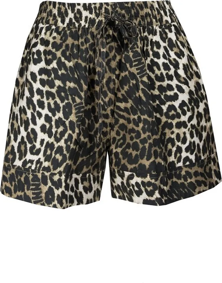 Ganni Leopard Printed Drawstring Shorts