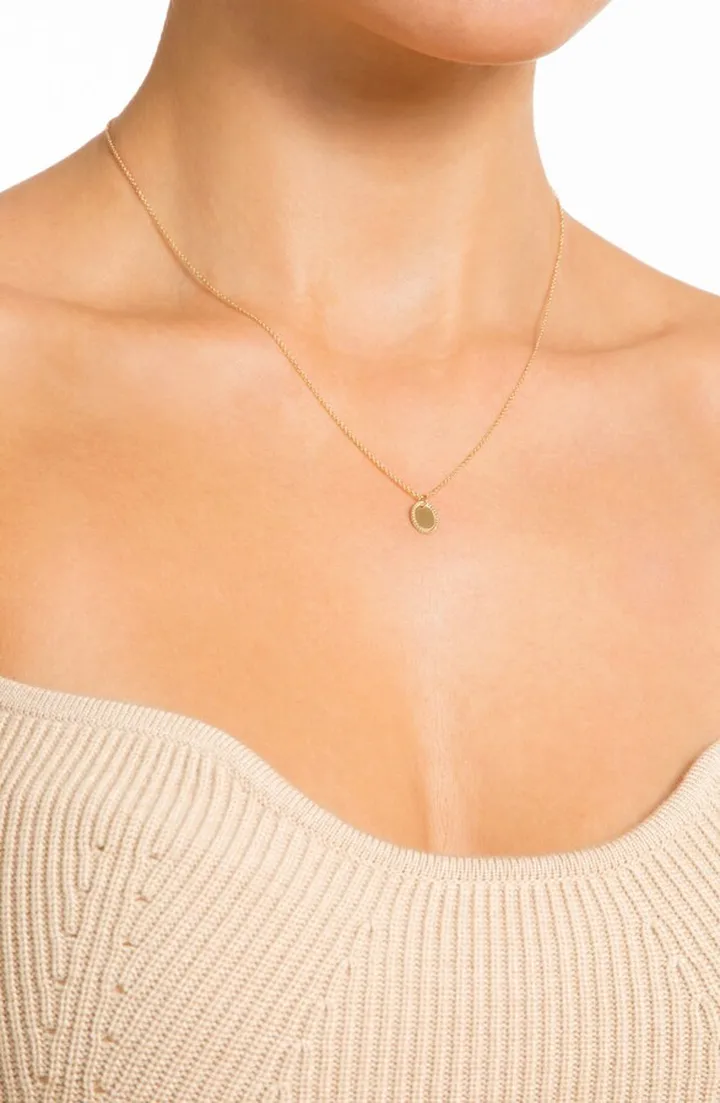 Monogram Diamond Disc Pendant Necklace