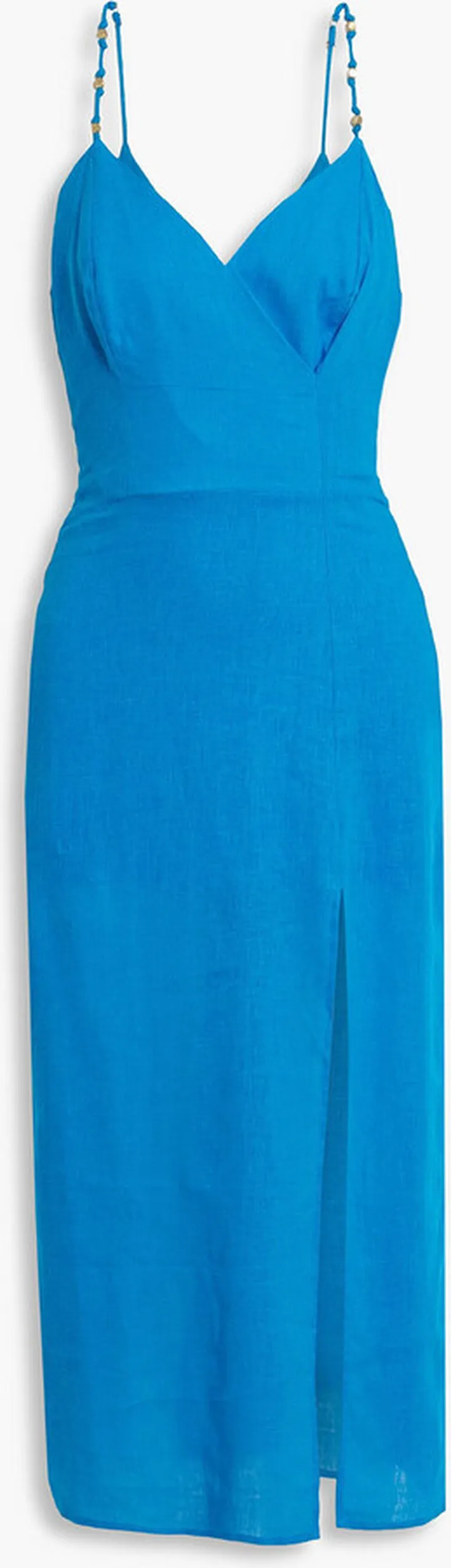 Alanna wrap-effect linen-blend midi dress