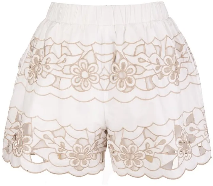 REDValentino Floral Cut-Out Embroidered Shorts