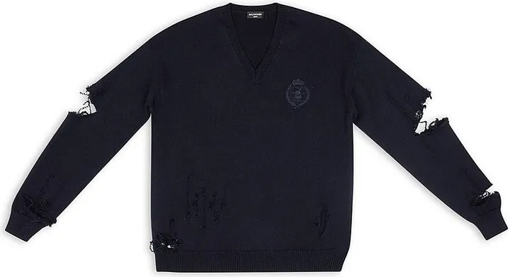 Destroyed Oversized V-neck Sweater