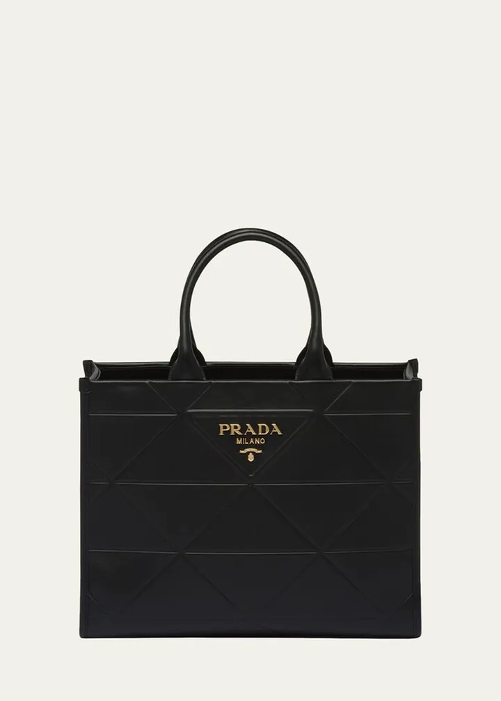 Triangle Leather Shopper Tote Bag