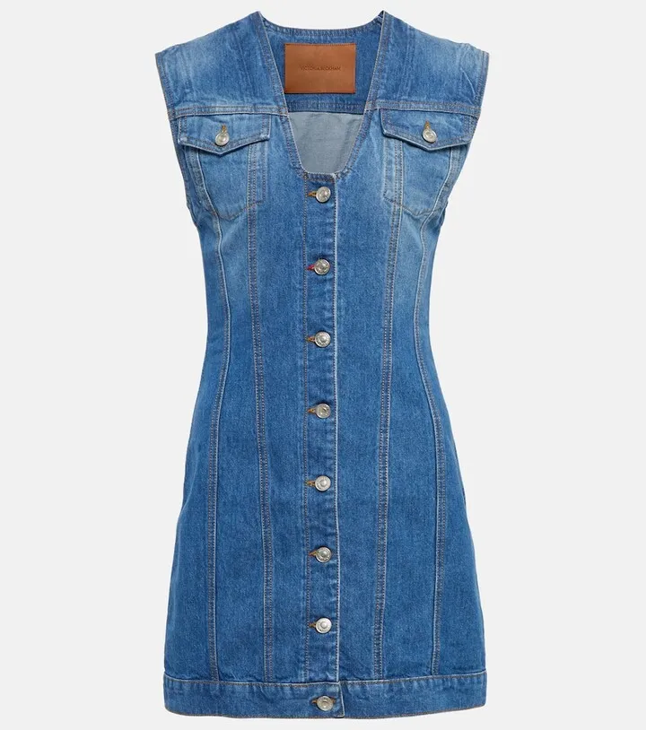 V-neck denim minidress