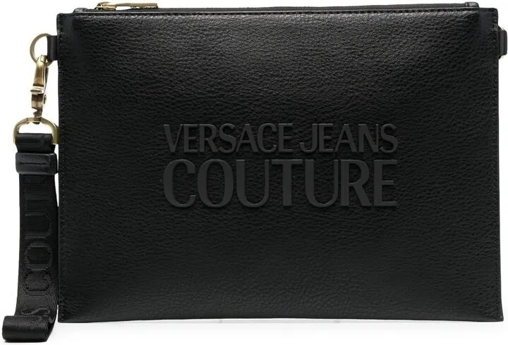 Logo-Plaque Faux-Leather Clutch Bag