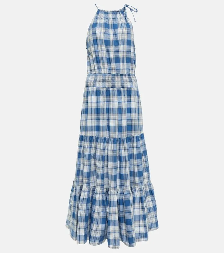 Checked cotton maxi dress