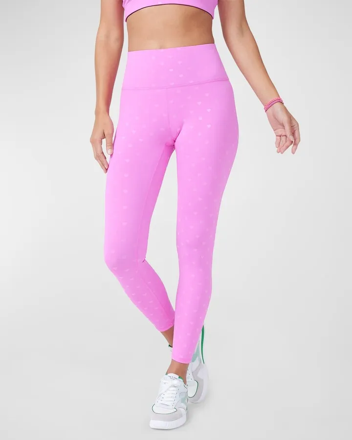 Bubblegum Pink Heart Foil Uplift Leggings