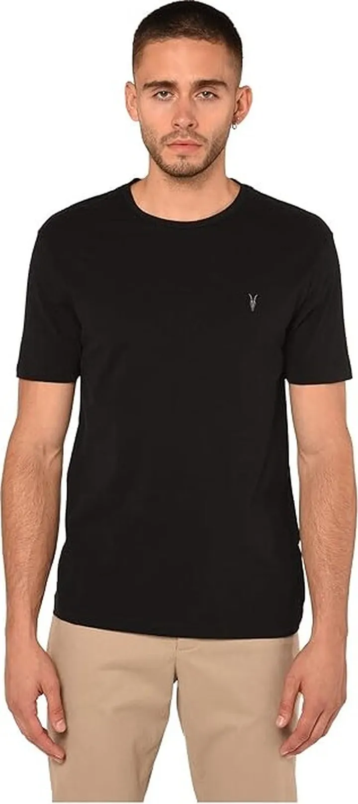 AllSaints Brace Tonic Crew Tee (Jet Black) Men's Clothing