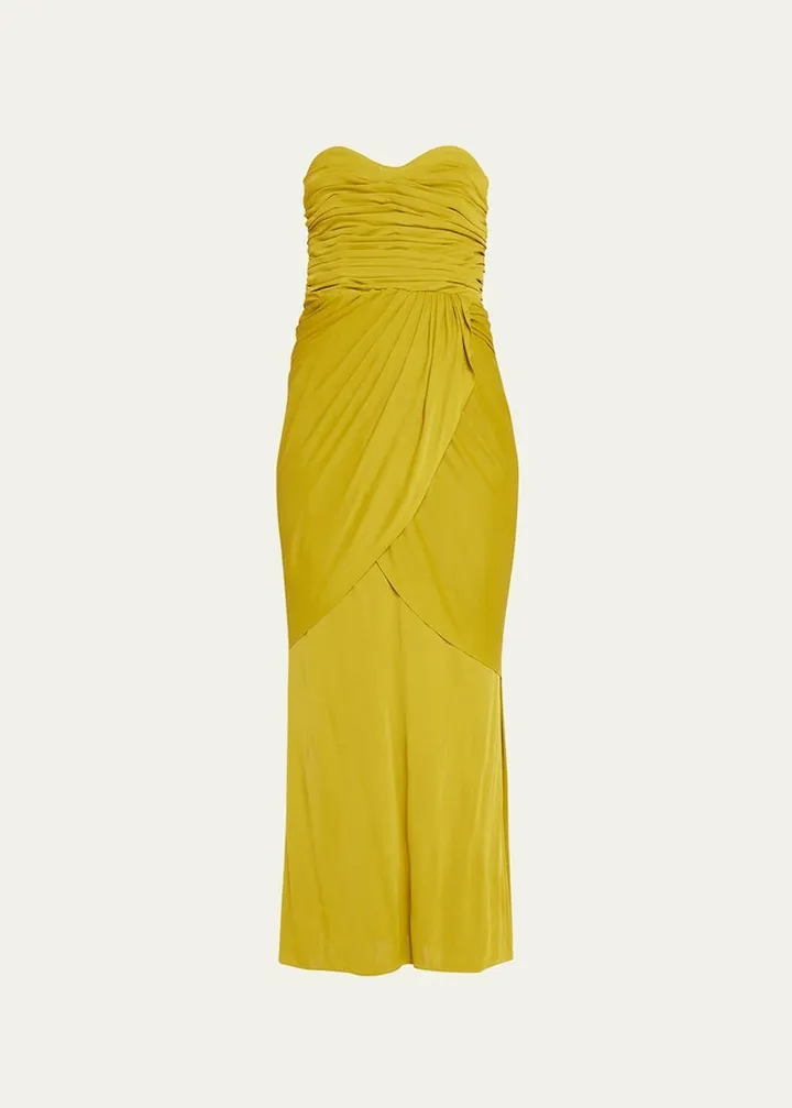 Pleated Bustier Evening Dress