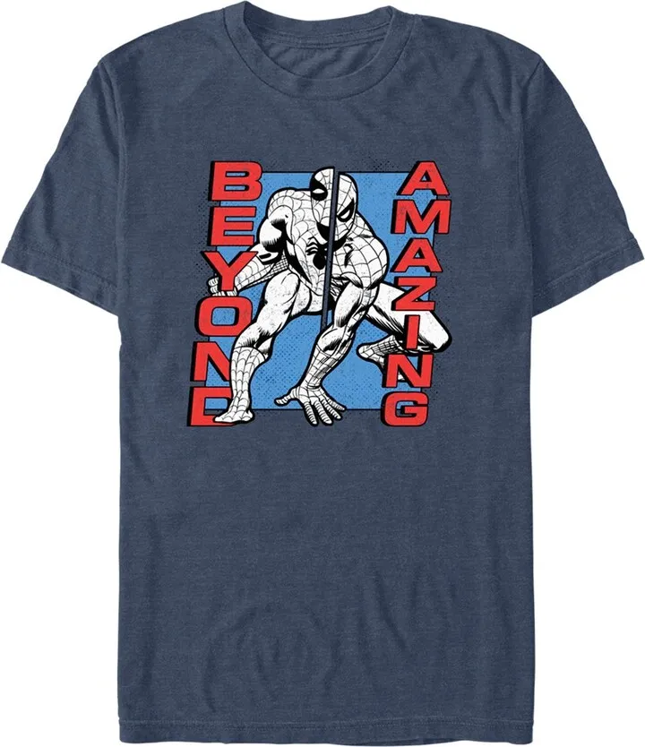 Men's Spider-Man: Beyond Amazing Split Panel T-Shirt - Navy Blue Heather - 2X Large