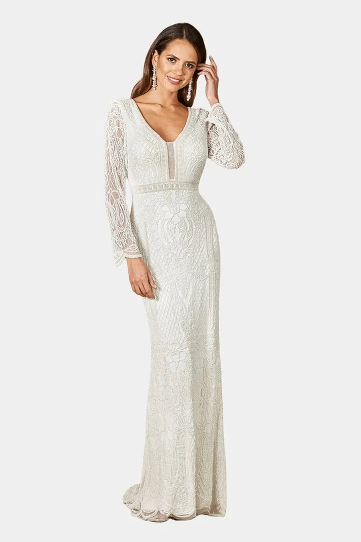 Flora Beaded Long Sleeve Wedding Gown