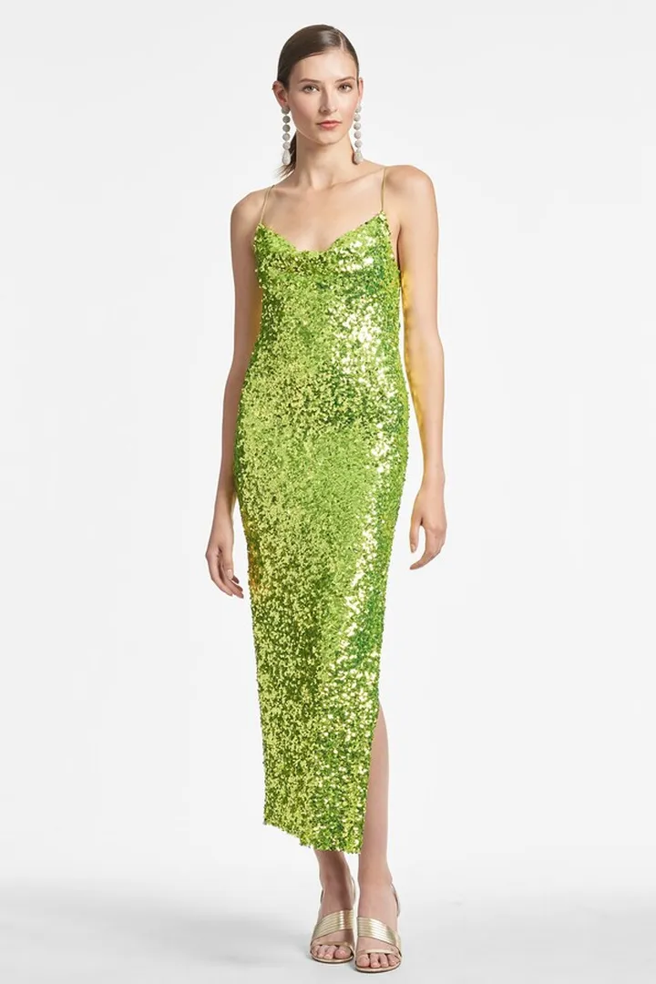 Sequin Sanza Dress - Chartreuse