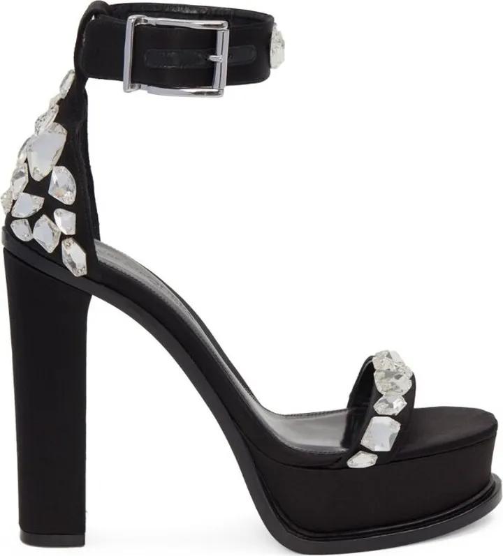 Alexander Mcqueen Crystal Shard Platform Sandals 120