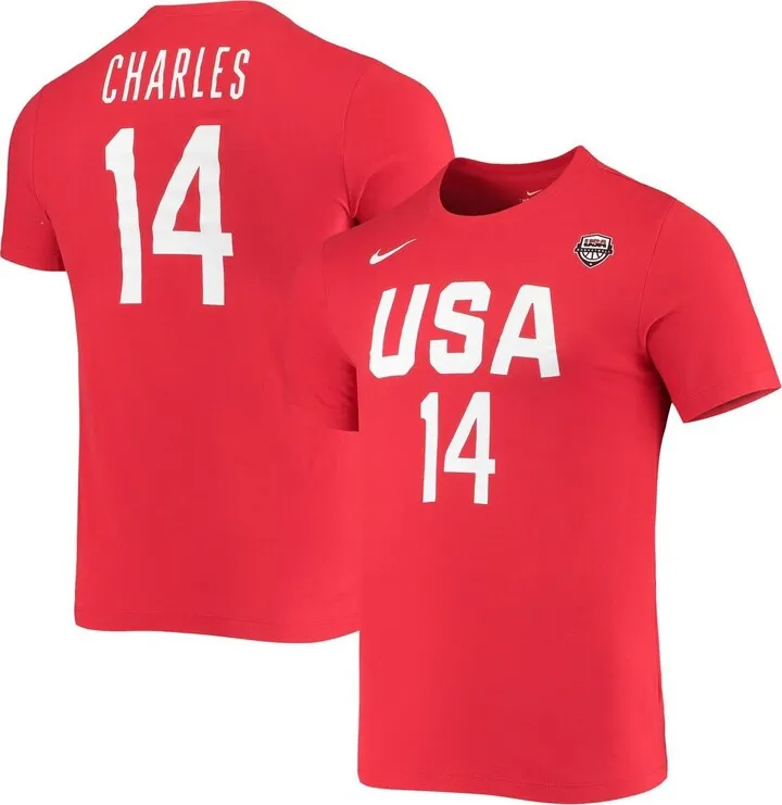 Women's Nike Tina Charles Usa Basketball Red Name and Number Performance T-shirt