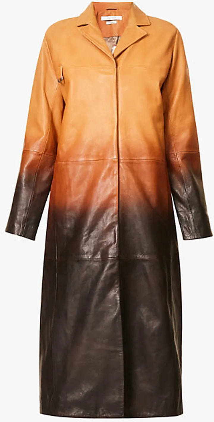 aks Potts Womens Mixed oil Gitte Gradient-print Leather Coat