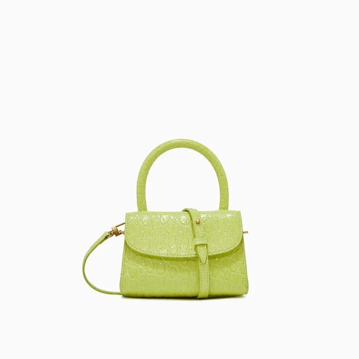By Far Fold-Over Embossed Mini Shoulder Bag
