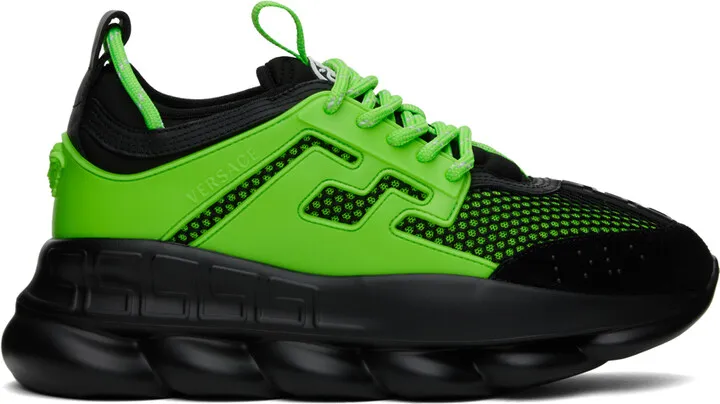 Versace Black & Green Chain Reaction Sneakers
