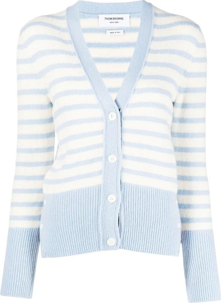 RWB striped V-neck cardigan