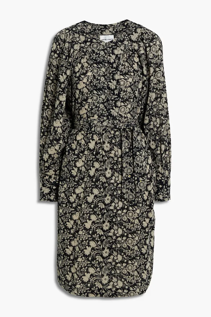 Amel belted floral-print cotton-gauze dress