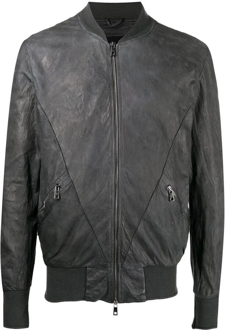 Zip-Up Leather Bomber Jacket