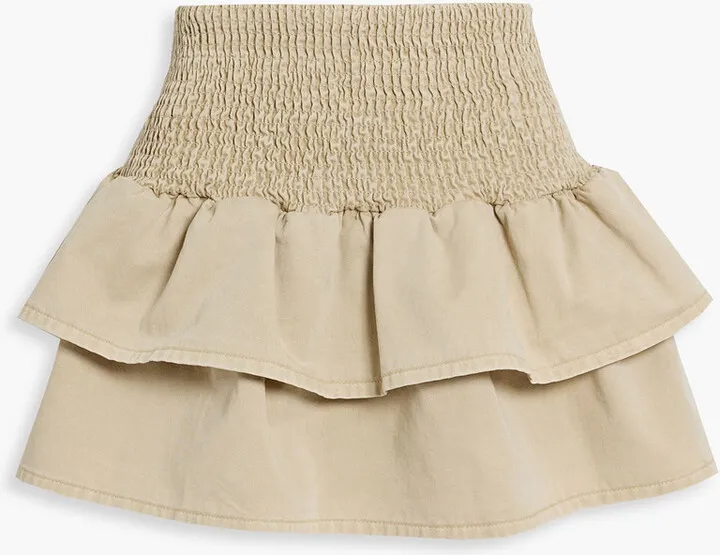 Isa tiered shirred denim mini skirt