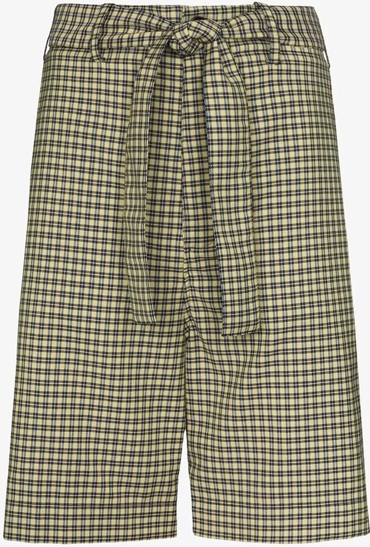 Tie Waist Check Shorts