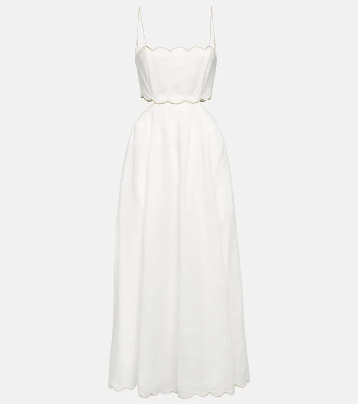 Cutout linen midi dress