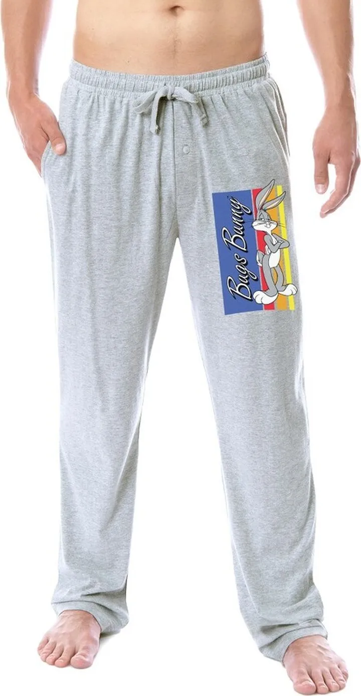 Looney Tunes Mens' Classic Characters Bugs Bunny Sleep Pajama Pants (Small) Grey