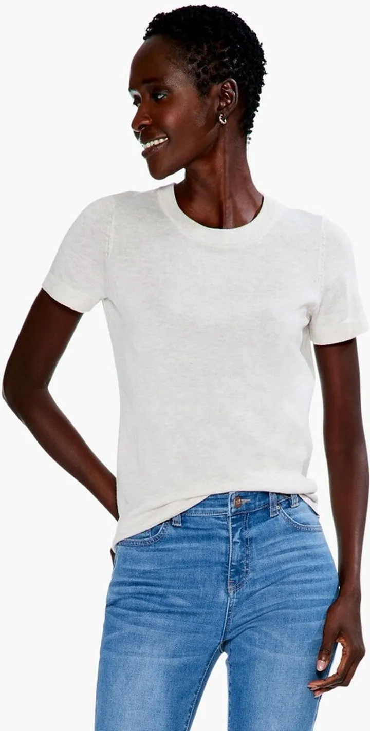 Crew Neck Short Sleeve Sweater Tee
