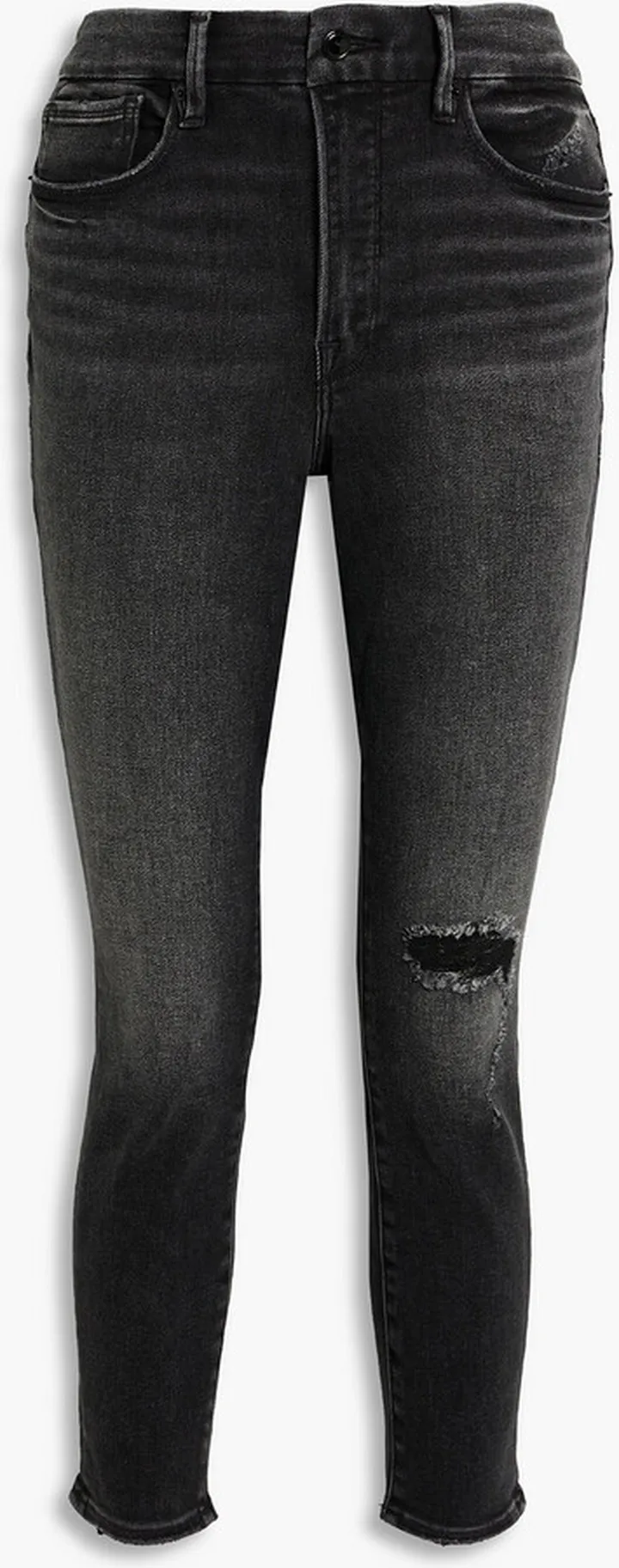 Good Waist cropped distressed mid-rise skinny jeans