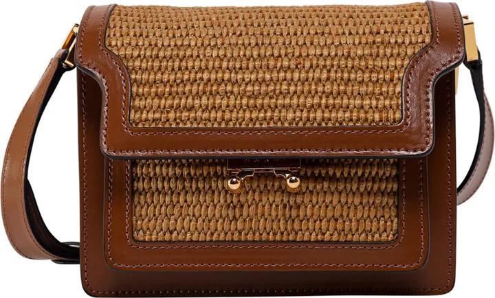 Trunk Soft rafia and leather shoulder bag