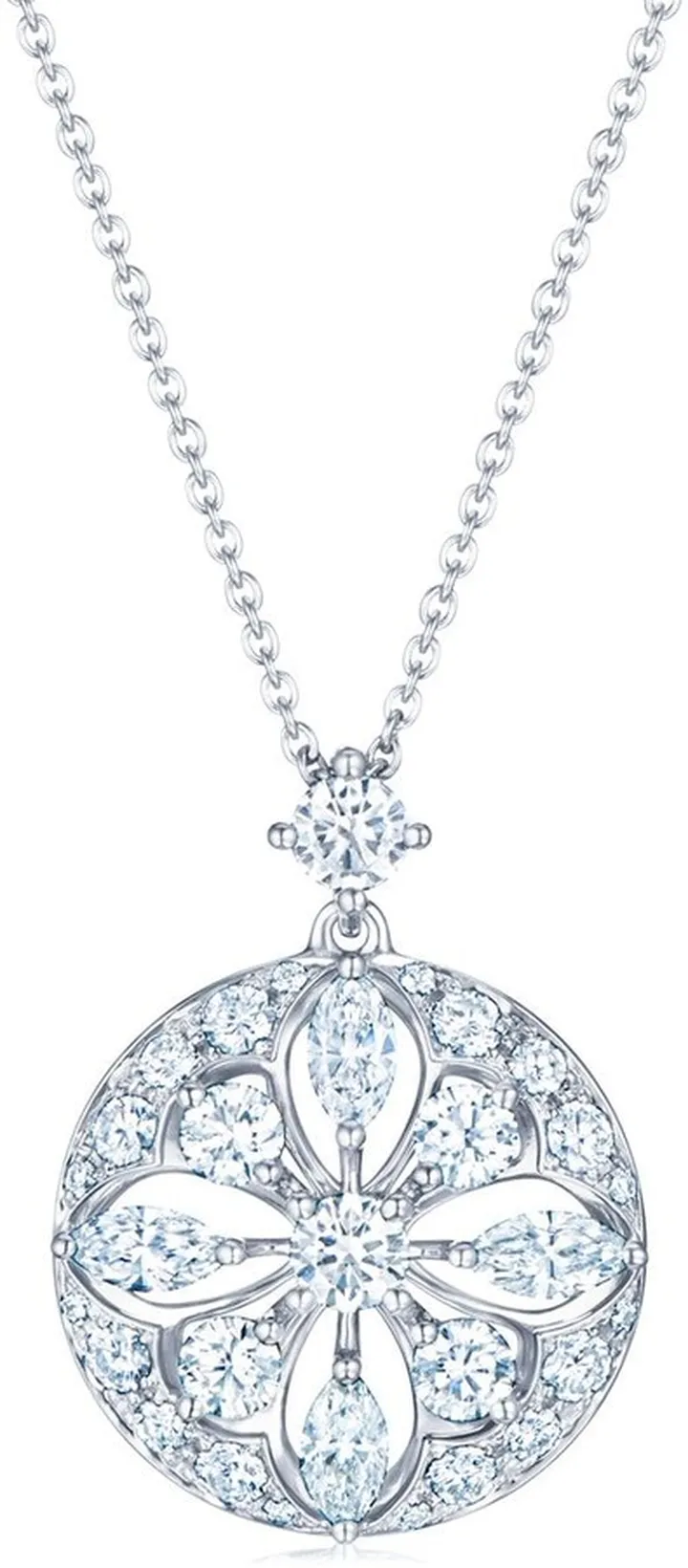 18kt White Gold Star Diamond Pendant Necklace
