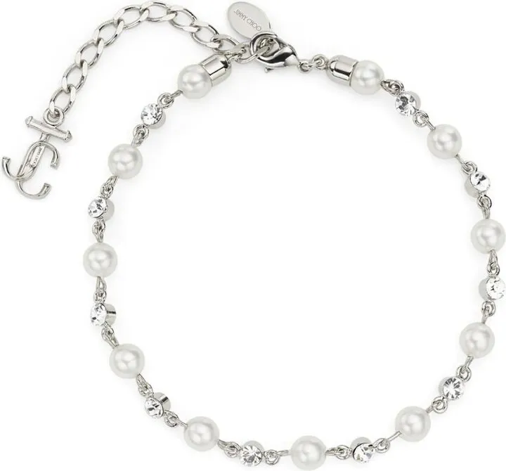Logo-Charm Pearl-Detail Anklet