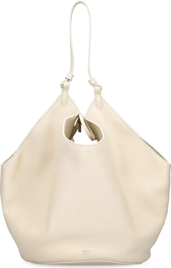 Medium lotus leather tote bag