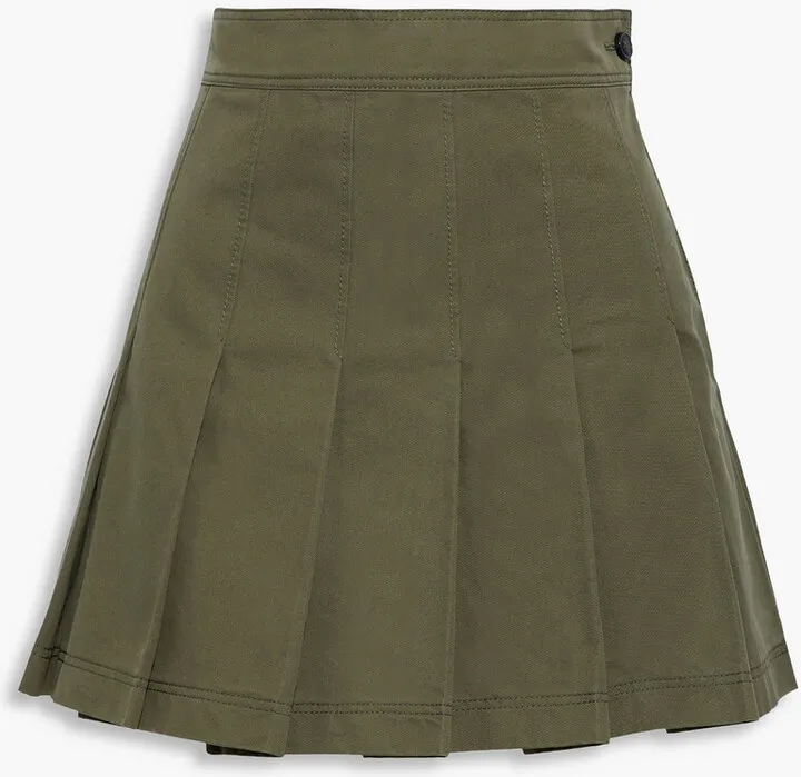 Pleated cotton-twill mini skirt