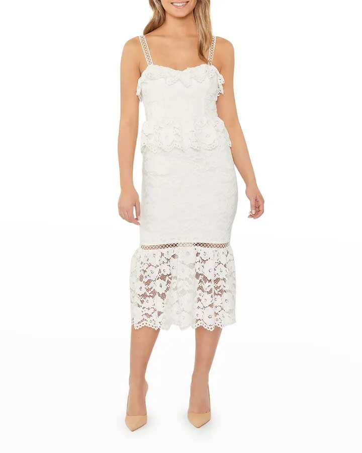 Leigh Lace Peplum Midi Dress