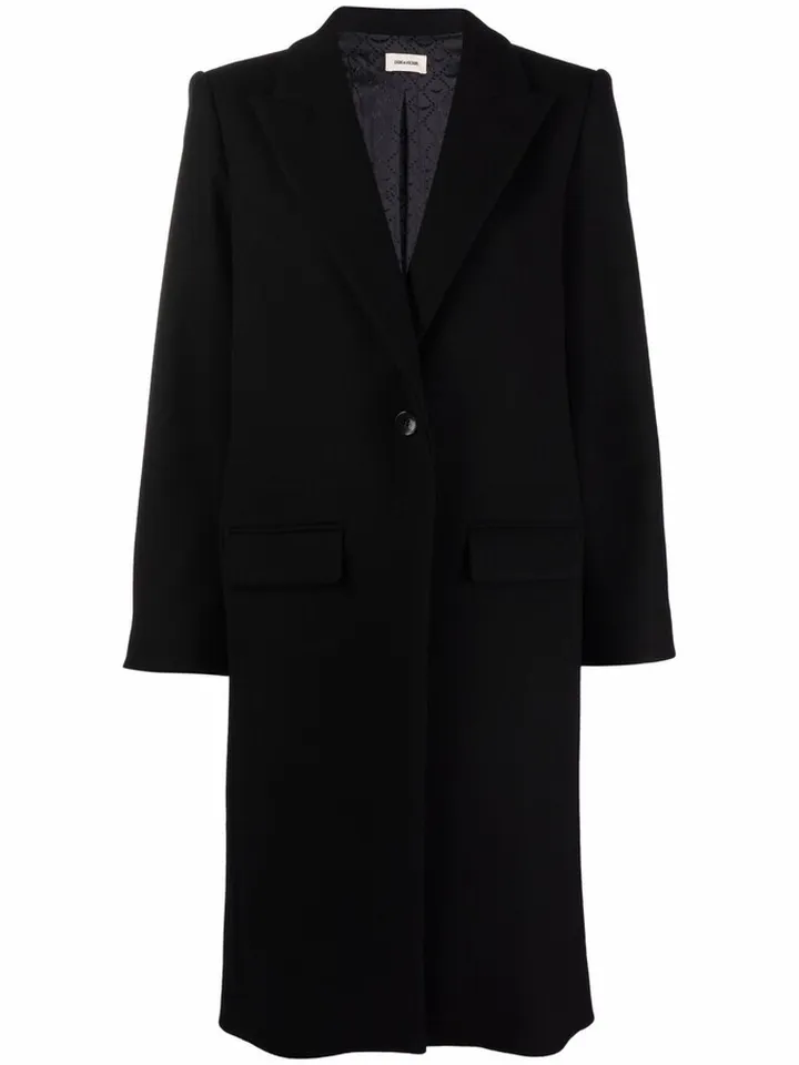 Peak-Lapels Single-Breasted Coat