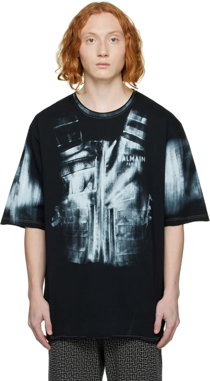 Balmain Black Printed T-Shirt