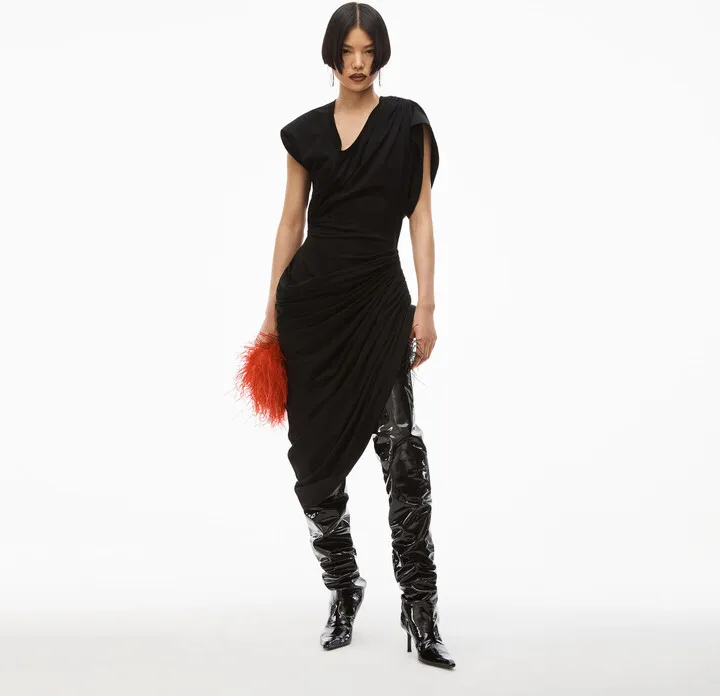 Alexander Wang Women's Asymmetrical Tshirt Dress In Silky Jersey Black